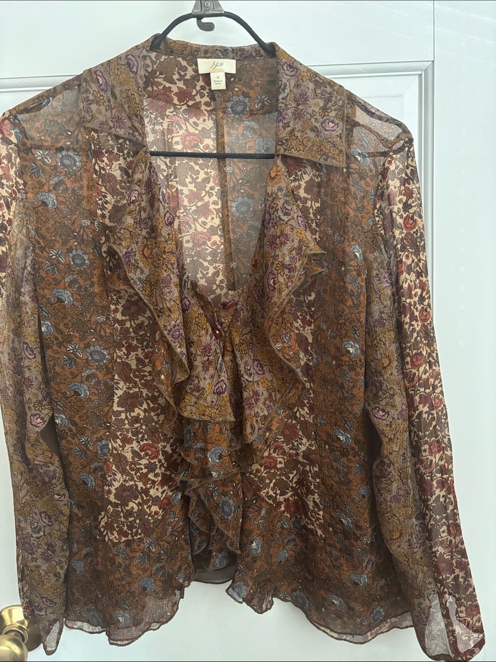 I Jill Ruffled Print Blouse